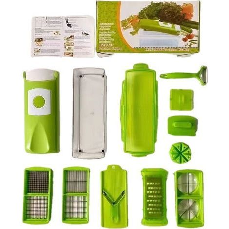 Küchen- und Kochzubehör, Genius Nicer Dicer Smart (12-teilig) in Grün - Gemüseschneider für Würfel, Stifte, Scheiben, Streifen und Spalten - Salatschneider, Mandolinenschneider für Gurken (1/5)