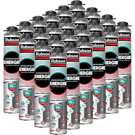 RUBSON Pack de 24 Mousses Expansives Énergie Pistolable Gris 750ml (1/5)