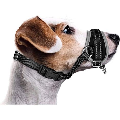 Dog Snout, Updated More Comfortable Prevent Biting Barking Behavior Training Mouth Cover Nylon Adjustable and Reflective Soft and Adjustable Fit (1/5)