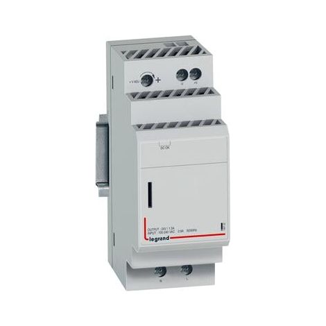Legrand – Alimentation pour tableau électrique 100-240V AC 24V DC 36W 1.5A – Protection courts-circuits et surcharges – 2 modules