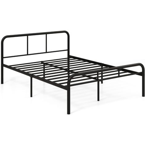 Letto piattaforma in metallo moderno con testiera e pedier facile da montare, Struttura per letto matrimoniale Nero (1/3)
