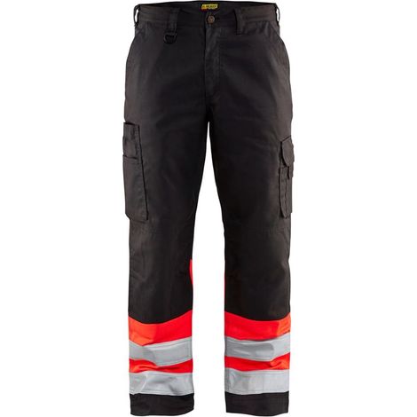 Pantaloni da lavoro ad alta visibilità 1564 - Nero/Rosso fluorescente XS - IT(38) - DE(C44) - Standard (1/5)