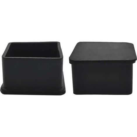 Lot de 8 embouts, caoutchouc, carrés, 5,0 cm, noirs, antidérapants, pour pieds de chaises, tables, meubles (1/5)
