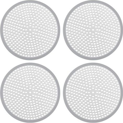 Set di 4 filtri per capelli per scarico doccia - Filtro a rete in acciaio inossidabile - Scarico bagno - con bordo in silicone (1/5)