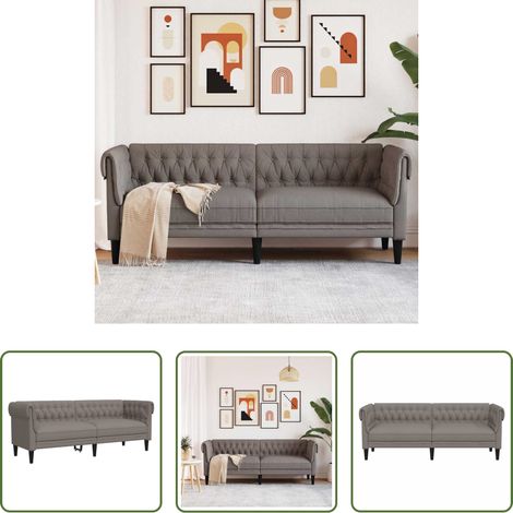 vidaXL Canapé Chesterfield 3 places taupe tissu (1/5)