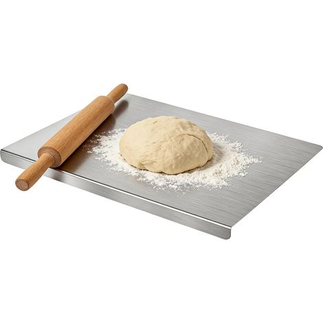 Schneidebrett aus Edelstahl SUS 304, 40 x 30 cm, rostfrei und spülmaschinenfest, robustes Küchenschneidebrett mit rutschfesten Kanten, beidseitig verwendbar für Fleisch, Gemüse, Brot, Fisch und Käse. (1/5)