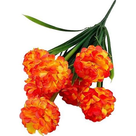 branche de fleur artificielle, sans arrosage, conserve sa fraîcheur. 7 têtes, élégante fleur d'hortensia artificielle pour intérieur et extérieur, décoration de fête.orange (1/5)