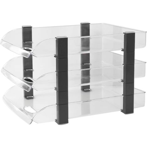 Transparente 3-stöckige Ablagebox für Büros, Dokumentenaufbewahrung aus Acryl, Abmessungen 280 x 372 x 247 mm (1/5)