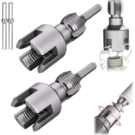 Integriertes Werkzeug zum Innen- und Außengewindeschneiden von 1/2"- und 3/4"-Rohren, geeignet für Gewindeschneiden mit elektrischer Bohrmaschine, Rohrreparatur und Dfayu (1/2"+3/4")