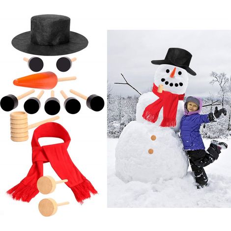 Kit de 13 pièces de décoration de bonhomme de neige extérieur, accessoires pour Noël et hiver, ensemble pour enfants. (1/5)