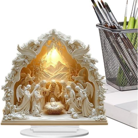 Crèche De Noël Panneau en Acrylique 2D Figurines de Crèche pour Table Décorations de Noël pour Chrétienne Décoration Maison Jardin Cheminée Chambre Salon (1/5)