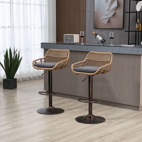 Chaise de Cuisine 2 pièces réglables en hauteur repose-pieds intégré gris style moderne (1/5)