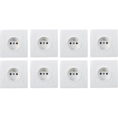 [JAMAIS UTILISÉ]Lot de 8 prises murales standard françaises 16A 220V Installation intégrée Plastique PC Pour bureaux et hôtels