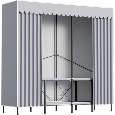 SWANEW Armadio - Armadio pieghevole - Spogliatoio - XXL - Asta di sospensione - Nero - 178x170x48cm