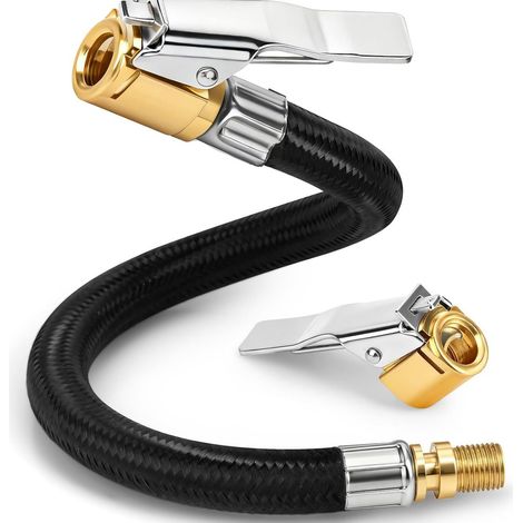 Adaptateur de tuyau de gonflage de pneu de 12 pouces avec raccord rapide de verrouillage en laiton pour compresseurs d'air automobiles