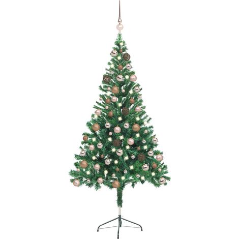 Árbol de Navidad artificial con luces y bolas 380 ramas 150 cm vidaXL (1/5)