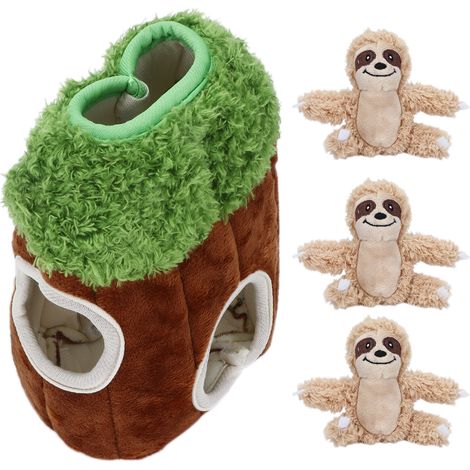 Jouets avec trous de coffre paresseux pour chien, peluche grinçante, jeux de cache-cache interactifs (1/5)
