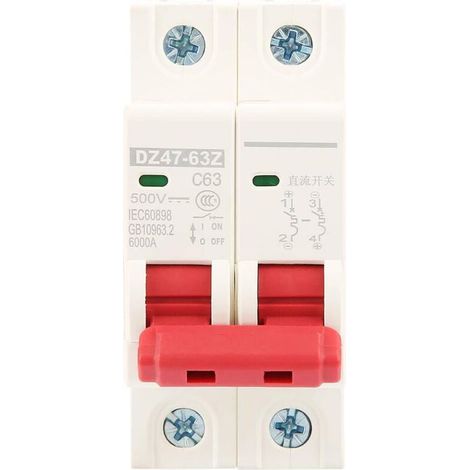 Mini-disjoncteur photovoltaïque DC 2V-500V 63A - Protection des panneaux solaires - Modèle DZ47-63Z-2P - Installation facile (1/5)