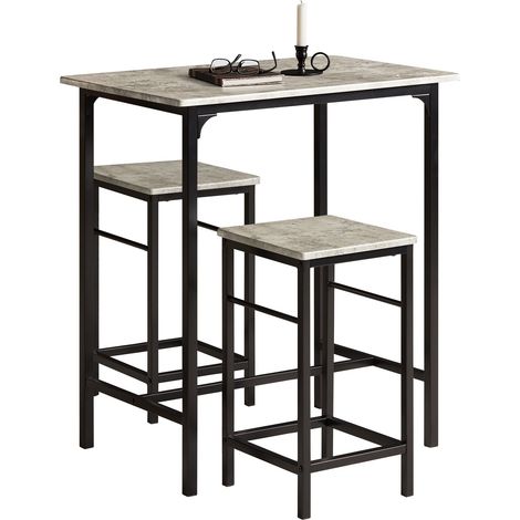 Set Mesa Alta de Bar y 2 taburetes Mesa de Comedor Estilo Industrial 2 sillas OGT10-HG SoBuy ES (1/5)