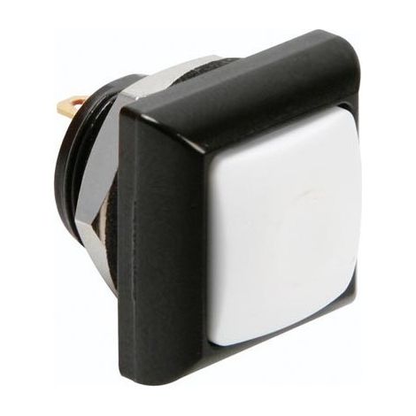 Poussoir métallique carré avec capuchon blanc - 1p spst off-(on)