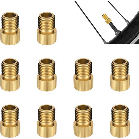 10 Pièces Adaptateurs de Valve Vélo en Laiton, Convertisseur Presta vers Schrader, Adaptateur Valve DV AV Universel Léger et Résistant à la Corrosion pour VTT Bicyclette Tricycle Pompe ou Compresseur (1/5)