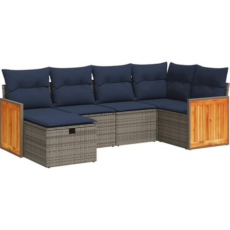 Maison Exclusive - 6-tlg. Garten-Sofagarnitur mit Kissen Grau Pol