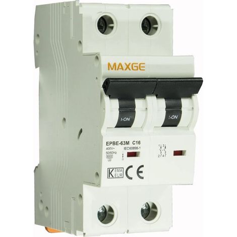 Interruttore Magnetotermico  Residenziale/Terziario 2P 6-40 A 6 kA curva C MAXGE Alpha + 16 A