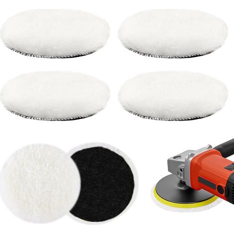 Juego de 4 almohadillas de pulido de lana, kit de discos de pulido de lana blanca de 125 mm, almohadilla de pulido para automóviles, almohadilla de pulido autoadhesiva para muebles, lijado, pulido y e (1/5)