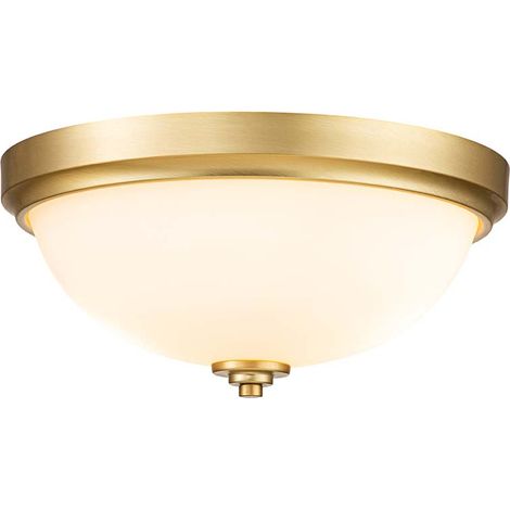 Plafoniera lampada da bagno luce IP44 2 luci ottone vetro opale E27 (1/5)
