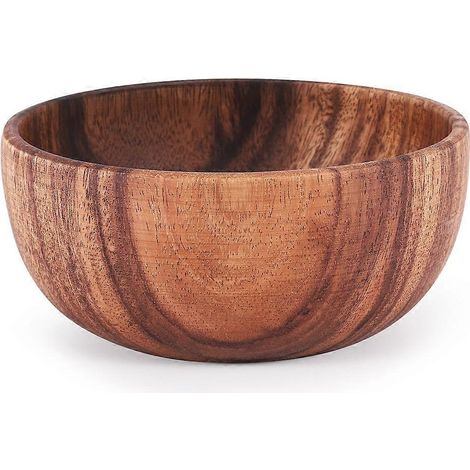 Handgefertigte runde Schale aus massivem Naturholz, Essschale, hochwertiges Küchenutensil aus Holz, 16 x 7 cm (1/5)