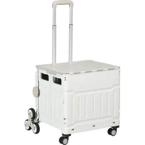 Carro de compra plegable 52 x 48 x 100 cm asa telescópica ruedas para escaleras moderno y elegante en PP blanco 210006368 (1/5)