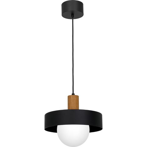 Suspension Canan boule verre blanc Ø29 bois E27 Luminex