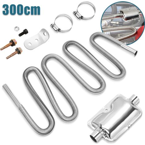 TolleTour Tuyau annelé d’échappement 300 cm Ø 25 mm pour chauffage auxiliaire diesel, silencieux et pièces de montage inclus (1/5)