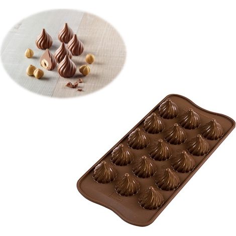 silikomart  SCG28 Stampo in Silicone per Cioccolatini CHOCO FLAME, Antiaderente, 15 Cioccolatini, Confezione da 1 Stampo per Dolci, Easy Choc 3D, Ø 27 h 28 mm, Made in Italy (1/5)