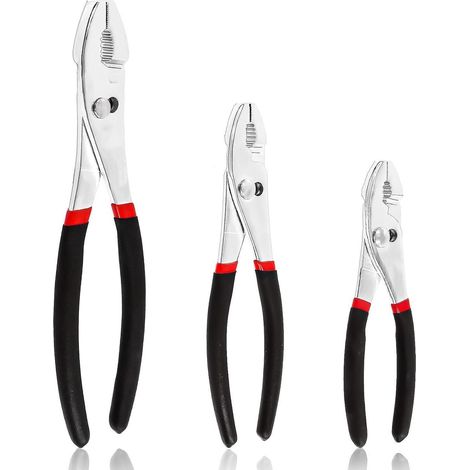 Zangen-Set 6/8/10 Zoll Schlupfgelenk Stahl schwarz Gummigriffe (1/5)