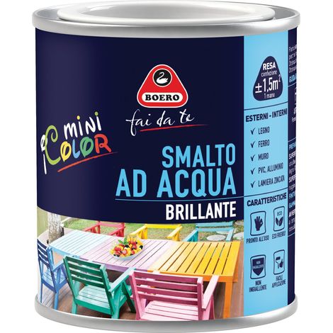 Smalto ad Acqua Brillante Satinato Inodore Ferro Legno Interno Esterno Boero - Colori: Bianco Brillante - Formato: 2 L