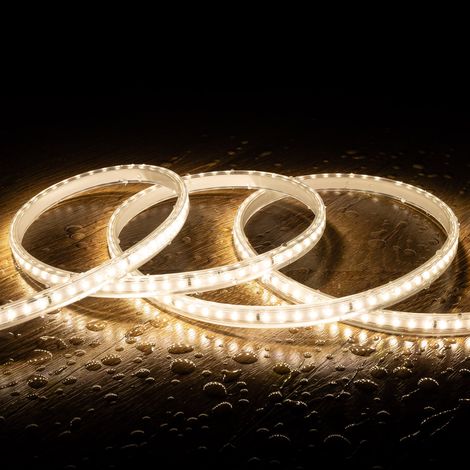 Tira LED Regulable 220V SMD 120 LED/m Color 8.5W/m Ancho 12mm Corte 20cm IP65 a Medida 4000K Blanco Neutro 10 m