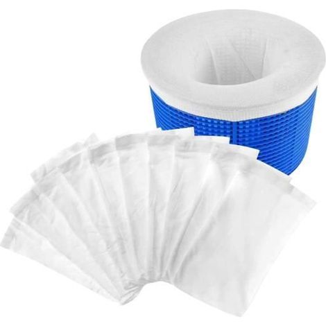 Skimmer Socken - Weiß - 10 Stück - Nylon - Wiederverwendbar - Für die Poolreinigung