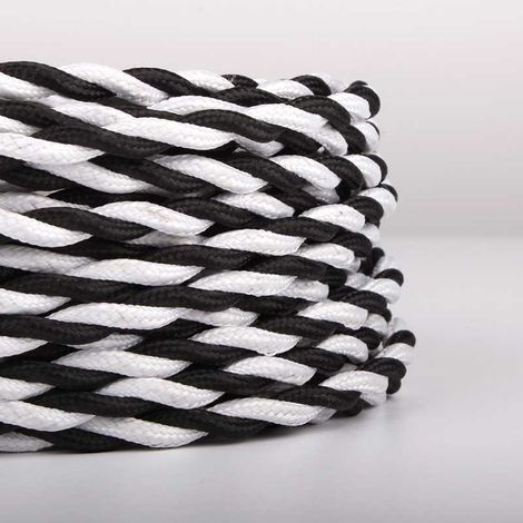 Câble tressé recouvert d'un tissu à effet soie Couleur noir et (1/5)