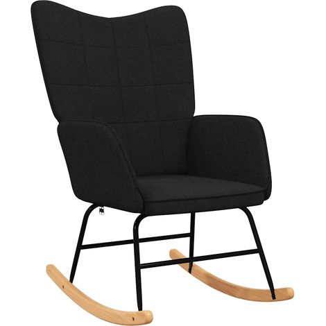 Maison Exclusive - Schaukelstuhl Schwarz Stoff (1/5)