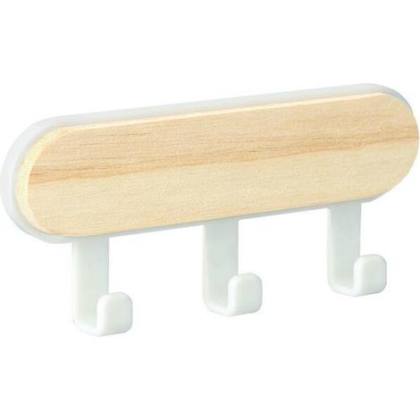 Gancho de pared autoadhesivo resistente de madera ABS para llaves, sombreros, organizador de pared, accesorios de cocina y baño, 1 unidad (blanco)