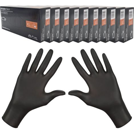 Guantes de nitrilo XL negros Mercator Nitrylex Black 100 piezas caja 10 unidades (1/5)