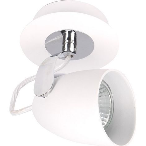 Italux Oxford - Spots Modernes Chrome, Blanc 1 Lumière avec Abat-Jour Blanc, GU10