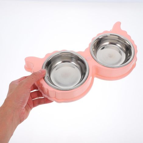Gamelle double usage en acier inoxydable rose pour chats et lapins — Élégante, grande capacité, facile à nettoyer et polyvalente (1/5)