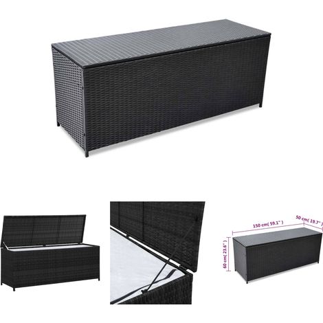 Gartenmöbel - vidaXL Garden-Auflagenbox Schwarz 150x50x60 cm Poly Rattan - Kissenbox (1/4)