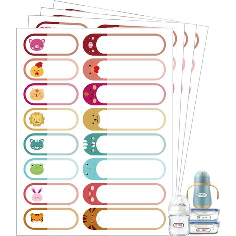 80 Étiquettes Autocollantes École, 5 Feuilles Stickers Animaux à Écrire. Étiquette Prénom Imperméable pour Identifier Gourde, Cahier, Stylo et Fournitures Scolaires (1/5)