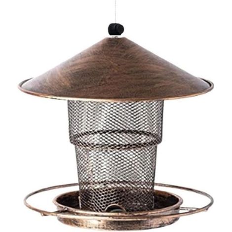 Mangeoire à oiseaux en métal, mangeoires pour oiseaux sauvages, conception en fer résistant aux intempéries, grande capacité (1/4)