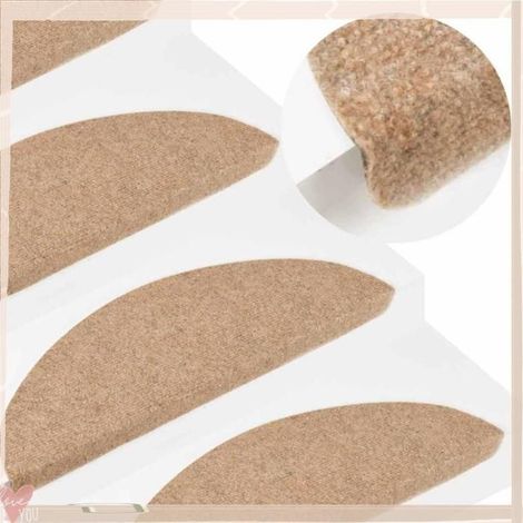 355250 Tapis d'escalier auto-adhésifs 10 pcs beige 56x17x3 cm (1/5)