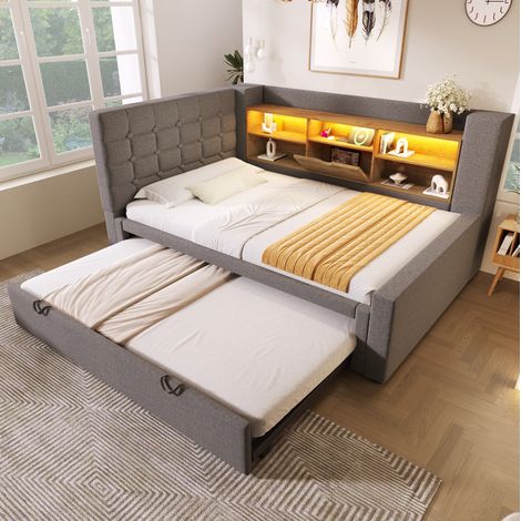 letto contenitore 90x200 estraibile LED USB grigio OKMYHOME (1/5)