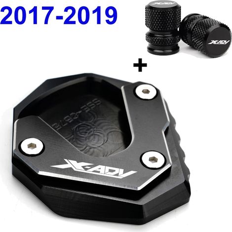 (2017-2020 Noir-B) Nouvelle plaque d'extension de support de pied CNC pour moto, béquille latérale élargie, compatible avec HONDA X ADV XADV 750 XADV750 2017 2018-2023 2021 2022 maxpower (1/4)